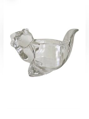 Avon clear glass squirrel votive candle holder